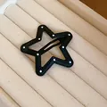Elegant black star-shaped hair clip with white polka dot accents on a cream background - 20# BB Clip - Star Style (Single Piece) / Black