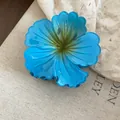 Elegant blue translucent flower hair clip with gradient center for stylish hair styling. - Claw Clip (55#) / Blue