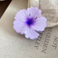 Elegant purple hibiscus flower hair clip featuring semi-transparent resin petals - Claw Clip (57#) / Purple