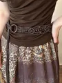Bohemian woven waist chain belt with wooden beads and tassel detail - 29# Waist Chain - Coffee