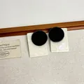 Minimalist black circle and white rectangle geometric resin stud earrings for women - Simple Contrast Geometric Patchwork Style (118#) / Black-White