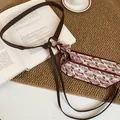 Vintage style women's brown leather belt with elegant paisley pattern fabric scarf detail - Style 33