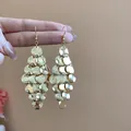 Elegant gold multi-disk scale tassel dangle earrings for women fashion accessory - Ear Hook-Sequin Tassel Style (125#) / Gold