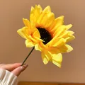 Close-up of a sweet fabric sunflower hairpin for seaside holiday vacation hair styling - Hair Stick / Yellow-Sunflower