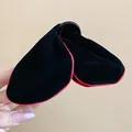 Elegant black velvet triangle hair claw clip with red piping for women's hair accessories - 33# Claw Clip / Black-Red
