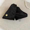 Elegant black satin triangle hair clip with decorative gold metal tag and pearl prop - 17# Hair Claw / Black