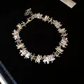 Close-up of elegant irregular square zircon choker necklace in European style - Bracelet / Silver