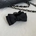 Elegant black fabric bow hair claw clip with satin finish for women hair accessories - No.11 Claw Clip - Black Bow Small