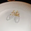 Elegant French vintage gold pearl tassel earrings with sparkling crystal details - Artificial Pearl (Gold Plated)