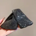 Black fabric triangle hair clip with sparkling rhinestones, elegant shark clip style - 20# Hair Claw / Black