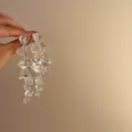 Handmade transparent irregular ice block geometric drop earrings with silver needles - Long Irregular Ice Crack Style / Clear