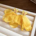 Elegante gelbe Stoffblumen-Schmetterling-Ohrringe für einen perfekten Urlaubs-Look - Schmetterlingsnetz (50#) / Gelb