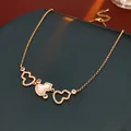 Elegant gold-plated titanium steel necklace with zircon-paved gourd charms and white shell - Style 18