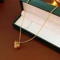 Gold-plated titanium steel necklace featuring an intricate gourd pendant with colorful zircons - Style 26