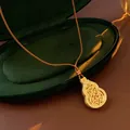 Elegant luxury stainless steel gourd pendant necklace with filigree and zirconia details - Style 24#