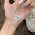 Titanium steel hulu pendant necklace featuring sparkling cubic zirconia stones for women - Style 15