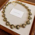 Exquisite schwere Gliederkette im Vintage-Stil mit Löwenkopf und Antik-Gold-Finish - 3D Löwenkopf Schwere Schlüsselbeinkette (24)
