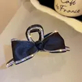 Eleganter schwarzer Schleifen-Haarclip mit glitzernden Strassrändern im französischen Stil - Doppelreihiger Strass Stil / 20# Haarklammer-Schwarz