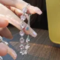 Korean style adjustable silver bracelet with sparkling pink heart-shaped zircons - Pink Heart