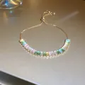 Elegant gold-plated adjustable bracelet with colorful rectangular zircons - Multicolor Rectangular