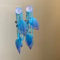 Exquisite long tassel earrings featuring blue fabric leaves and pink floral resin studs - Blue (71# Silver Post-Blue)