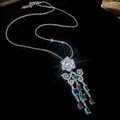 Detailed close-up of a colorful butterfly pendant necklace with shimmering crystals - Alloy Gradient Rhinestone Style / Colorful