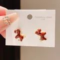 Elegant reddish-brown horse-shaped stud earrings made of high-quality 316L stainless steel - Red Brown Enamel Style (3#)