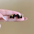 Handcrafted black flocked pony stud earrings with gold accents and silver needles - Flocked Horse (4#)