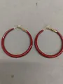 Orecchini a cerchio in smalto rosso vivace con perni in argento per gioielli da donna - Hoop Earrings / Rosso Scuro