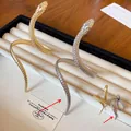 Unique gold and silver snake wrap open bracelet and ring jewelry set for women. - Bracelet and Ring Set / Silver