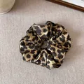 Elegante elastico per capelli in tessuto plissettato con stampa leopardata vintage - Leopardo Caffè