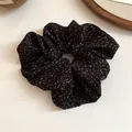Elegante elastico per capelli in tessuto nero con stampa leopardata beige vintage - Base Nera Motivo Beige