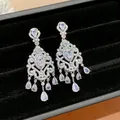 Vintage palace style teardrop earrings with shimmering cubic zirconia - Palace Teardrop Style / Silver