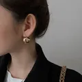 Chunky gold teardrop earrings for women minimalist aesthetic jewelry for daily wear - 25# Earring - Gold