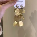 Elegant golden petal tassel drop earrings with sparkling rhinestone studs for fashion - Rhinestone Petal Tassel Studs (33#) / Gold