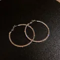 Luxury silver-colored large hoop earrings with sparkling rhinestones for women. - Small Pave Hoop (16#) / Gold