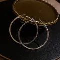 Elegant silver finish oversized hoop earrings with sparkling rhinestones for women - Large Pave Rhinestone Silver (19#) / Silver