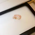 Rose gold geometric open ring with hollow chain link pattern - Style 40# Ring
