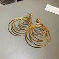 Fashionable gold multi-layered circular hoop stud earrings with elegant design - Multi-Layer Nested Circle (25#) / Large / Gold