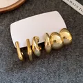 Elegantes Set aus goldenen unregelmäßigen geometrischen Wassertropfen-Ohrsteckern - Geometrisch Tropfen 6-Teilig Set (HE28511) / 6er Set / Gold