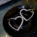 Sparkling heart-shaped rhinestone hoop earrings with silver needles for women - Heart Halo Rhinestone Style (51#) / Gold