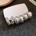 Premium silbernes geometrisches Tropfen-Ohrring-Set mit gedrehten und glatten Oberflächen. - Gedreht Tropfen 6-Teilig Set (HE29484) / 6er Set / Silber