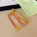Vibrant summer hair ties with iridescent bubble beads in yellow and orange dopamine colors - Yellow (13#) / Set of 4