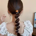 Sweet spiral hair tie with orange bead decoration for creative bubble braid styling - Orange Round (15#)
