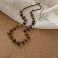 Irregular tiger eye stone beaded necklace in warm brown tones with gold extender chain - Tiger Eye Style (8#)