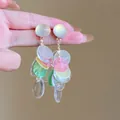 Macro di orecchini a nappa con dischi in resina traslucida colorata e perno in argento - Perno Argento Rosa Giallo Bianco Multicolore