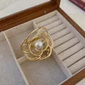Eleganter goldener Metall Rosen Haarklammer mit Perle für Damen Frisur Haaraccessoires - Gold Blume Haarklammer