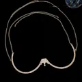 Detail of a luxurious golden rhinestone crown body chain jewelry on black background - Crown Style / Gold
