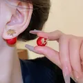Red Chinese New Year ball earrings featuring gold characters for wealth and luck - Prosperity Red Ball Style (14#) / Red