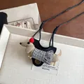 Handmade niche design fabric dachshund dog pendant sweater chain with black and white skirt - Necklace Style 38 / Black White